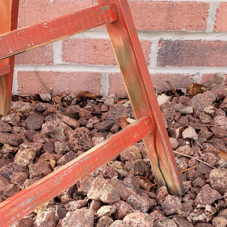 Vtg Red Painted Wood Step Ladder Plant Stand Porch Display Decor - Etsy