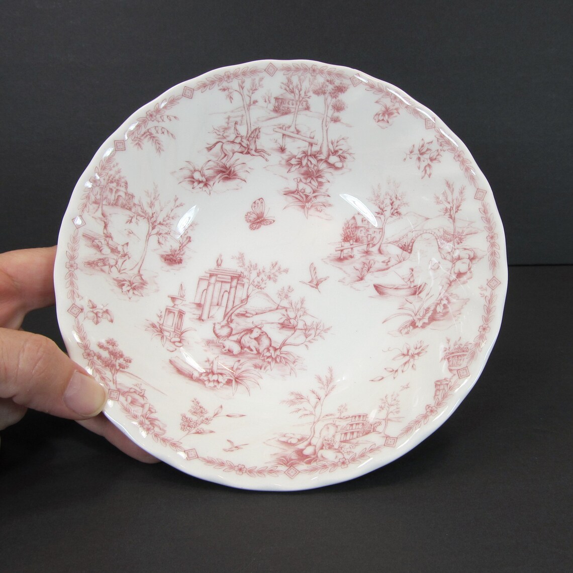 Queens Chelsea Toile Pink 6 1/2 Soup Bowl Fine Etsy