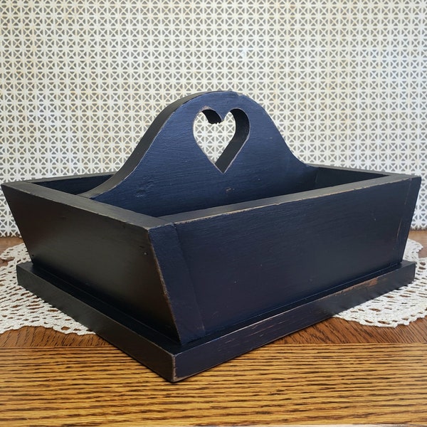 Farmhouse Black Table Caddy Desk Organizer Distressed Finish