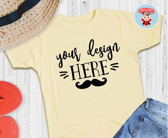 Summer Display Yellow T-Shirt Mockup Apparel Display Yellow Shirt
