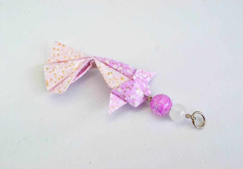 Pastel Pink Origami Sakura Koi Carp Pendant Flower