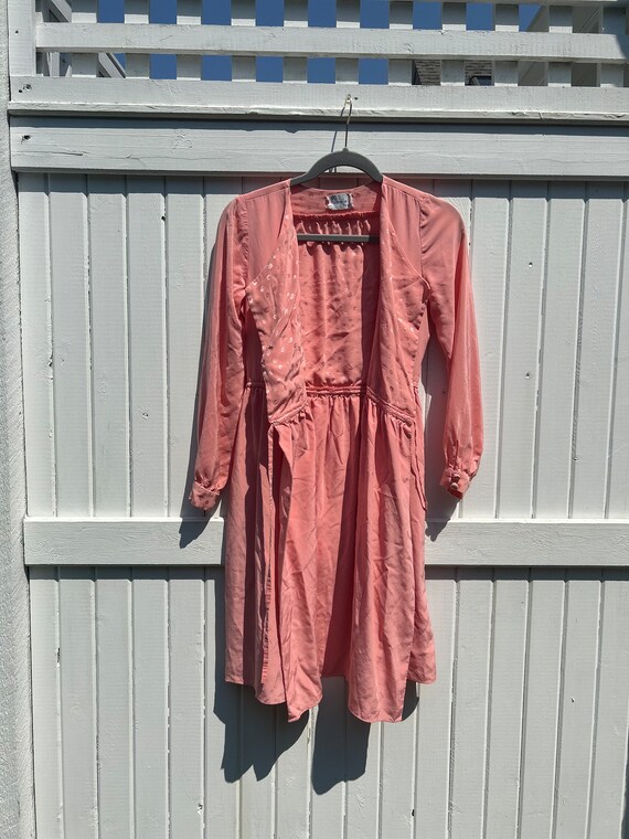 Peach Pink Immie Design 1970s Vintage Wrap Dress - image 3