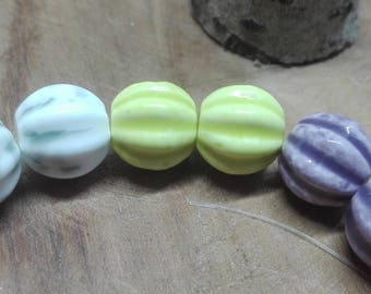 Lot de 5 perles citrouille porcelaine émaillées, Halloween, couleur mixtes, 12 mm