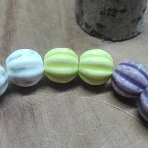 Set of 5 enameled porcelain pumpkin beads, Halloween, mixed colors, 12 mm