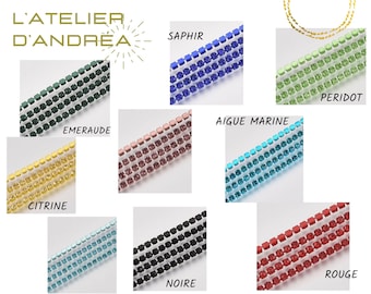 Chaîne de strass en laiton, 9 coloris au choix, strass de 2~2.1 mm, création de bijoux, customisation de vêtements, de sacs... au mètre