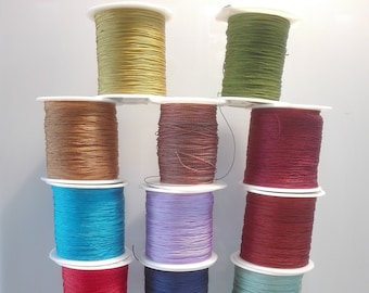 Cordón 0,5 mm, poliéster, 17 colores diferentes, hilos trenzados satinados, juego de 5 metros, para crear bisutería, macramé