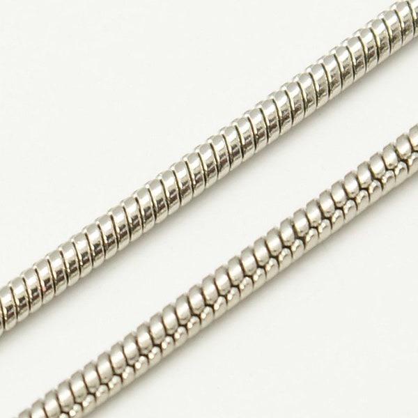 x 1 m chaîne très fine, chaînes de serpent d'airain, platine, 1.5 x 1.4 mm, création fines et artisanales