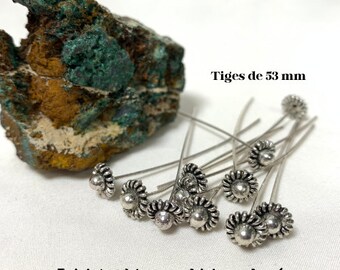 Lot  de 15 clous-tiges en laiton couleurs mixtes argent/or , de style ethnique ,53 mm, 7x0.8mm,  création bijoux , perles à bijoux