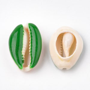 Perles cauris émaillées, coquillage naturel, 2026 x 1318 x 57 mm, lot de 2 unités, création de bijoux plage, bijoux Heishi Vert