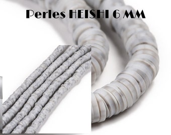 NOUVEAU ! 380 à 400 Perles Heishi, / 6 x 1 mm/ tons gris pixel /fil de 40 cm environ /trou  2 mm