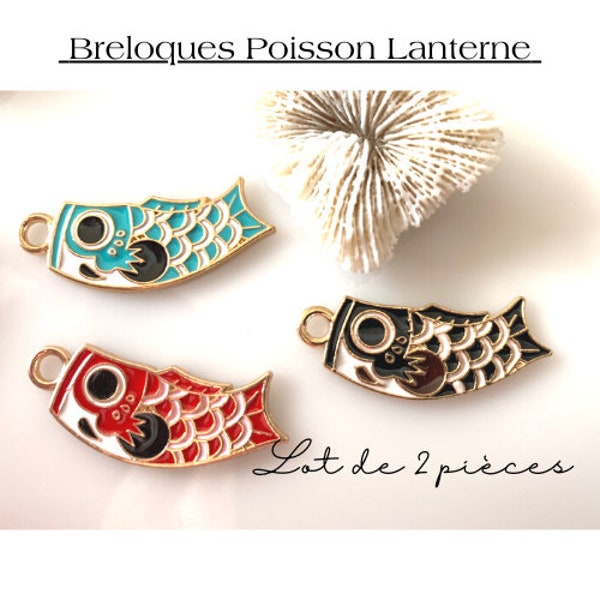 Breloques émaillées, "poisson japonnais", 34 x 13 mm, trou de 2.8 m, création de boucles d'oreilles , style japonais