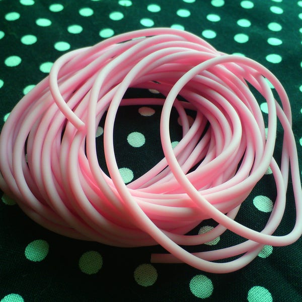 1 mètre de cordon PVC,   2 mm en rose bonbon