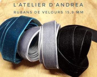 Ruban de velours, 15,9 mm, coloris divers, Lot de 2 mètres, artisanat, couture, création bijoux, customisation