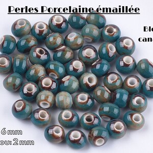 50 perles rondes ceramique artisanale turquoise