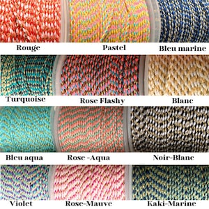 1.5 mm jewelry cord, cotton, 4 braided threads, macramé cord including 1 gold thread, 12 colors to choose from, creation of bracelets or necklaces, DIY image 2