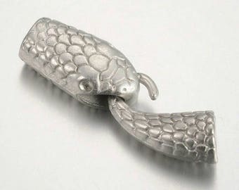 Lot de 2 fermoirs cordons/"serpent"/ /36 x 12 x 8 mm /platine mat/métal et laiton