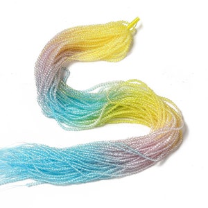 Perle di vetro a gradiente di colore T, rotondo sfaccettato, blu-viola-giallo, 2 mm, Foro: 0,8 mm, circa 186 pezzi/filo, 14,65'' (37,2 cm)