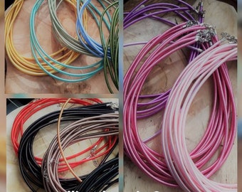 Silk necklace, 3mm cord, 15 colours to choose from, silver chain and clasp / 44cm / 17.32&quot;