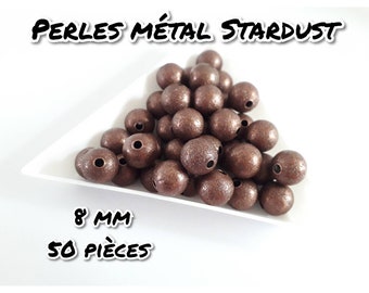 6/8 mm, set of 20/50 pretty stardust metal beads, copper, 8 or 6 mm, 1.5 mm hole