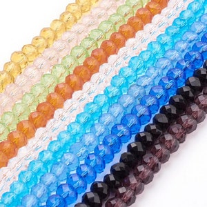 Lot of 30 faceted abacus beads, colors of your choice, glass, 6x4mm, hole: 1mm, jewelry creation, spacer beads