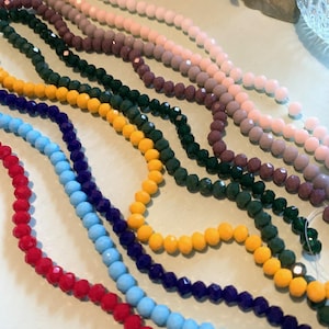 Set of opaque colored glass beads, faceted beads, 10 colors, 6x5 mm, 1 mm hole, jewelry creation, jewelry beads