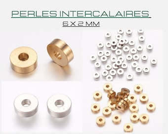 x 25 Trenn-/Abstandsperlen aus Messing, Unterlegscheibe, Platin/Gold, 6x2 mm, Loch: 2 mm, Heishi-Perlen, Herstellung von Armbändern, Halsketten...