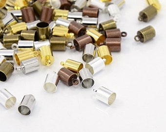 Lot de 10 embouts connecteurs pour  cordons / idéal cordons 5 mm , en laiton, couleur argent/ or/ bronze  et cuivre.