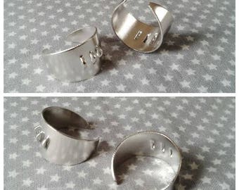 2 hermosos soportes para anillos ajustables de latón platino, 3 anillos, 17 mm