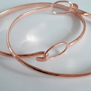 Rose gold plated brass bangle bracelet, half round cuff, brass bracelet/bangle, pink, 63x46x4mm