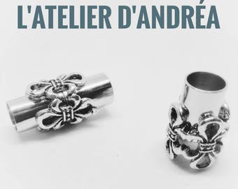 Beautiful brass clasps, magnetic, fleur de lys designs, 5mm cords, antique silver.