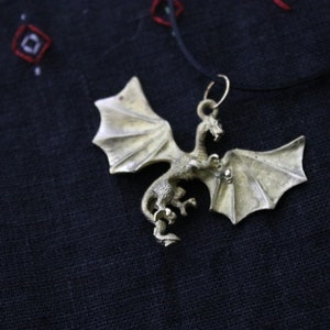 Handcrafted Brass Dragon Pendant Necklace – Mythical Dragon Jewelry, Fantasy Lover’s Gift, Medieval Pendant