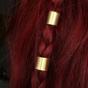 2pcs+ Hairs brass ring, Nordic Tribal hair jewellery, Dread beads, Hair accessory