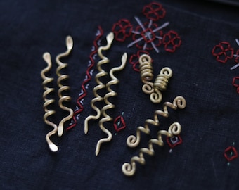 Set of 8 viking style brass hair beads