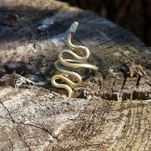 Brass Adjustable Snake Ring, Viking Nordic Style Serpent Ancient Tribal Historical Handcrafted Jewellery