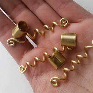 Set of 6 viking style brass hair beads