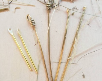 Juego de agujas nórdicas de costura de latón, 6 piezas de herramientas artesanales vikingas