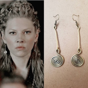 Lagertha earrings, Viking brass jewellery