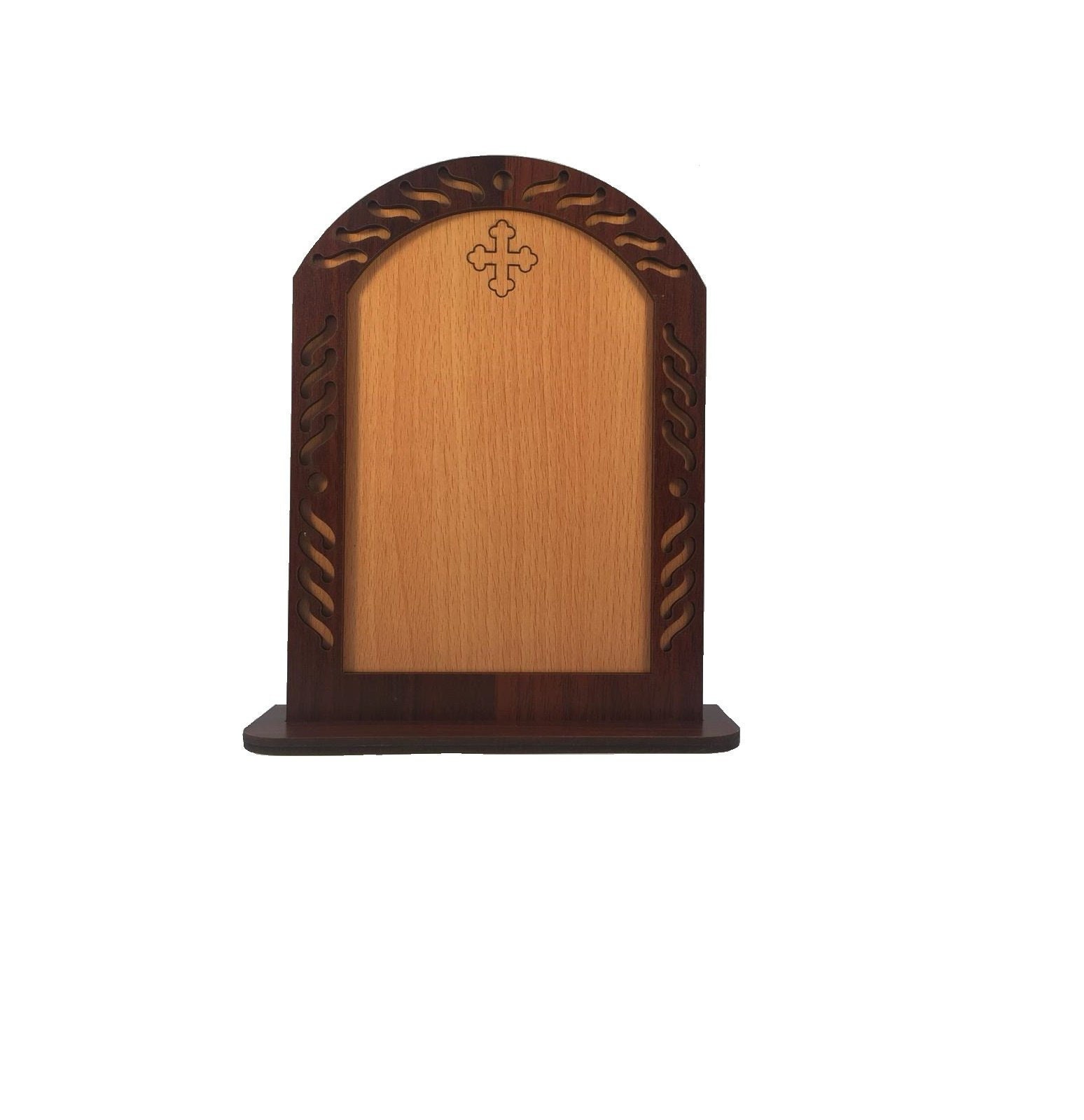 Cadre en Bois avec Une Croix Gravée à Décorer