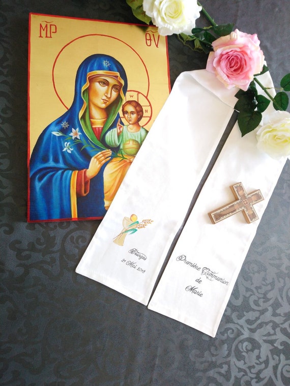 enfant adulte Echarpe de Premi/ère Communion personnalisable peinte /à la main pour b/éb/é