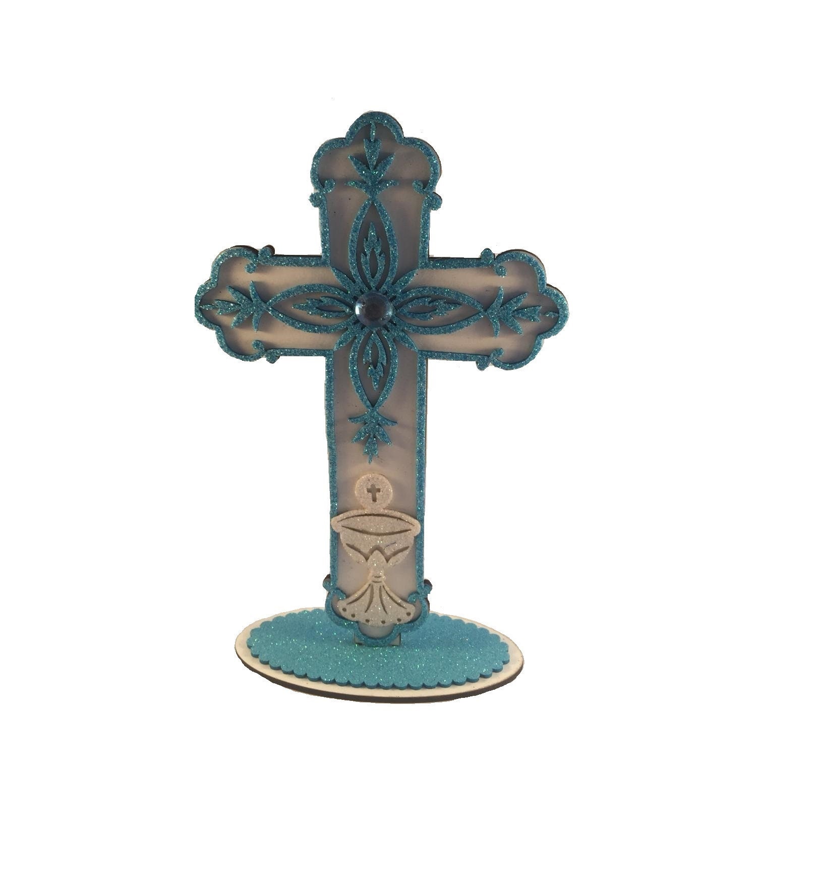 Croix - Crucifix en Bois Fabrication Artisanale Couleur Bleue