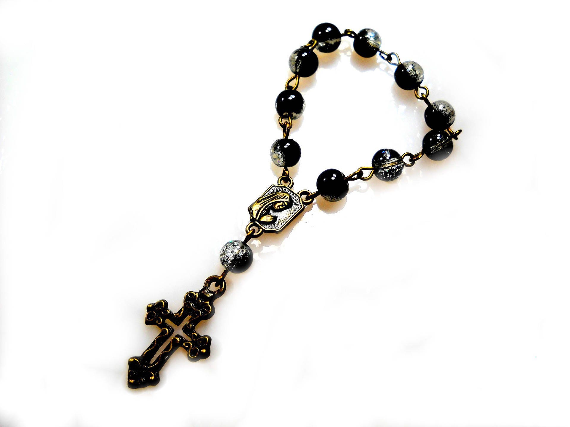 Dizainier Marial avec Perles en Verre - Noir et Transparent Dz-Verre-009