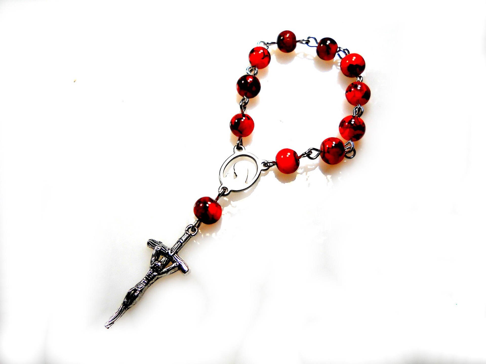 Dizainier Mariale avec Perles en Pierre Teintée - Orange et Noir Dz-Pierre-008