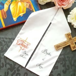 Customizable baptism scarf, hand painted for baby, child, adult