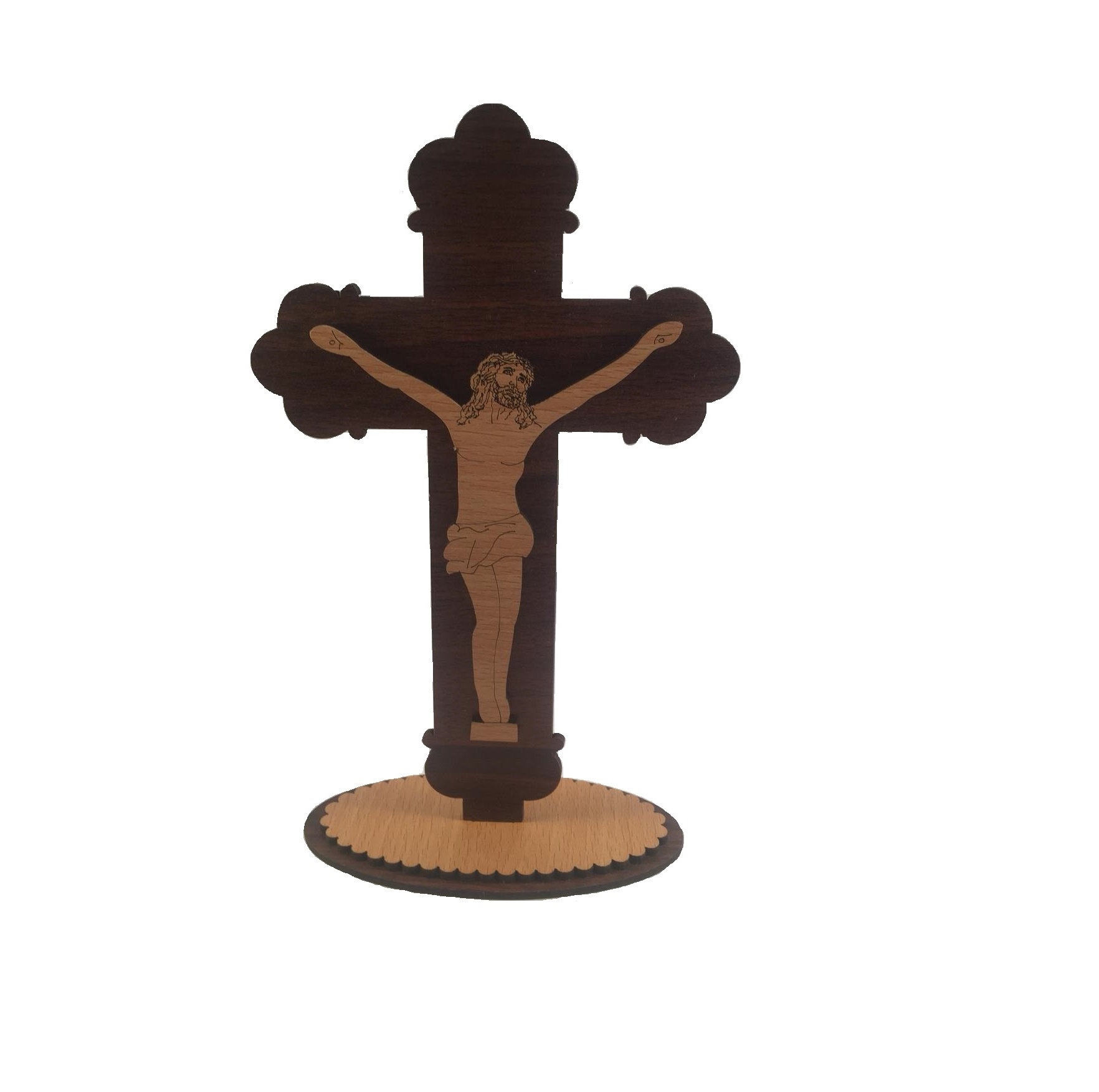 Croix - Crucifix en Bois avec Jésus Crucifié Fabrication Artisanale