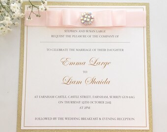 blush gold invite etsy