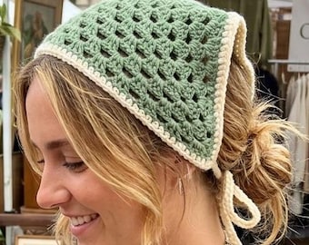 Granny Stitch Crochet Bandana Pattern, Boho Hair Kerchief Tutorial (PDF Download)