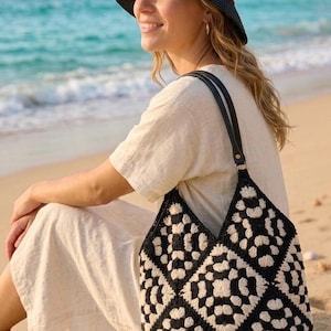 Crochet Pattern Bundle: Raffia Sun Hat, Granny Square Beach Bag (PDF)