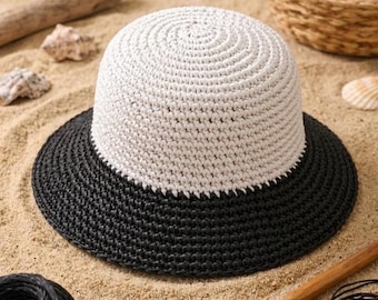 Crochet Raffia Sun Hat Pattern – Beginner Wide Brim Bucket Hat (PDF Download)