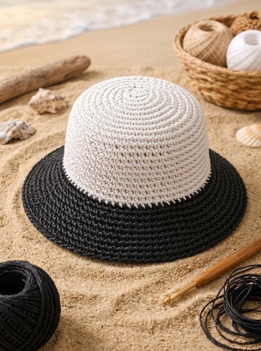 Vintage Crochet Raffia White Wide Brim Sun Hat Mesh Floppy Boho Beach Wide Brim Straw Hat for Women Crochet Raffia Summer Hat Sun  main image 2