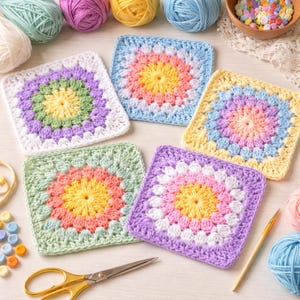 Beginner Crochet Granny Square Pattern | easy sunburst PDF Instant Download